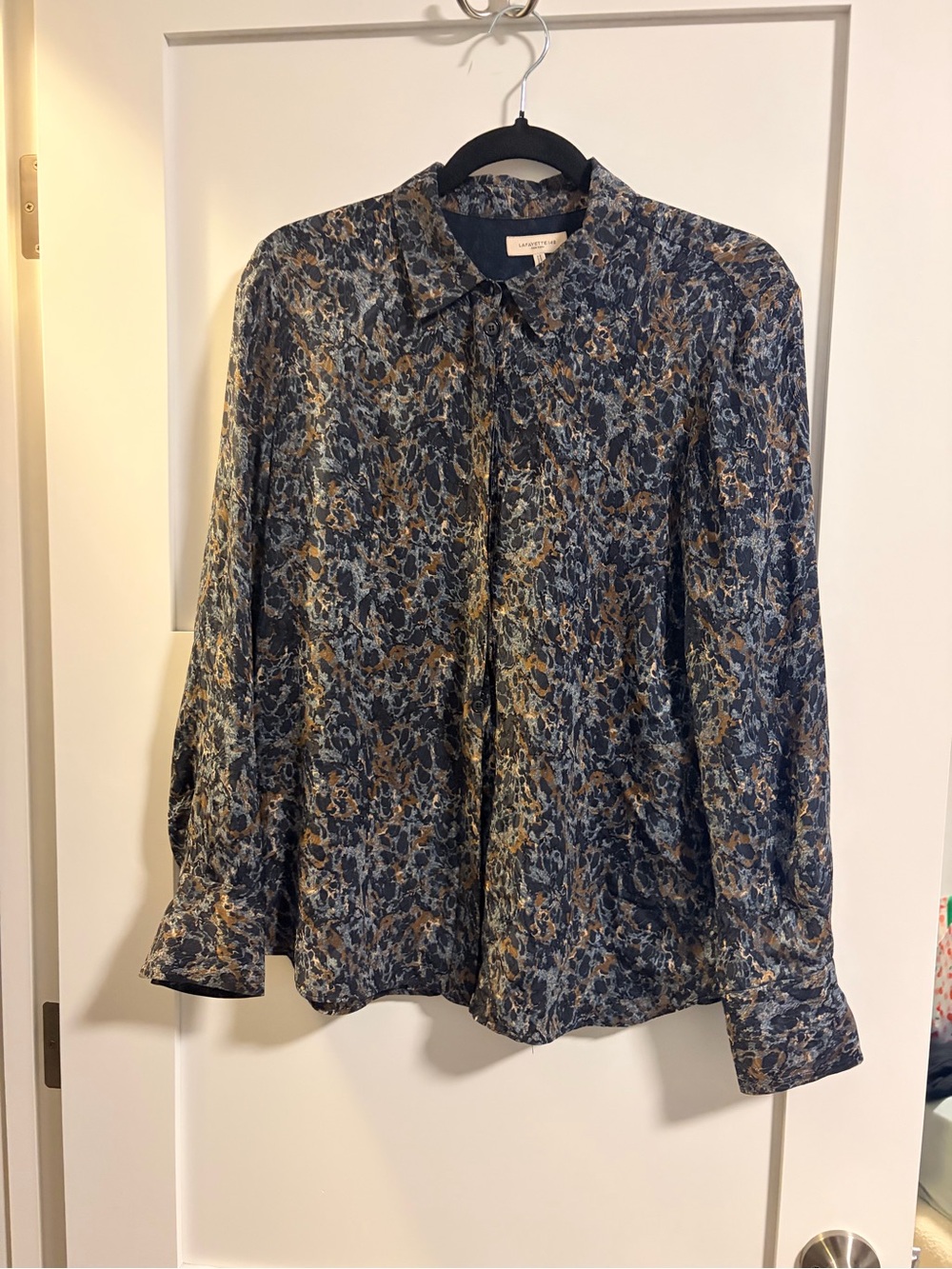 Scottie Oceana Multi Silk Button Down Blouse